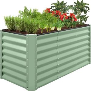 imageBest Choice Products 6x3x2ft Outdoor Metal Raised Garden Bed Deep Root Box Planter for Vegetables Flowers Herbs and Succulents w 269 Gallon Capacity  Peacock BlueSage Green