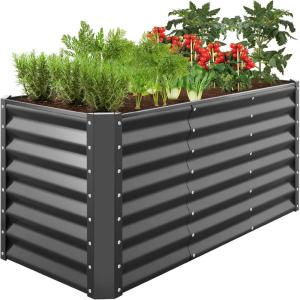 imageBest Choice Products 6x3x2ft Outdoor Metal Raised Garden Bed Deep Root Box Planter for Vegetables Flowers Herbs and Succulents w 269 Gallon Capacity  Peacock BlueGray