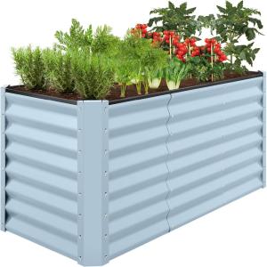 imageBest Choice Products 6x3x2ft Outdoor Metal Raised Garden Bed Deep Root Box Planter for Vegetables Flowers Herbs and Succulents w 269 Gallon Capacity  Peacock BlueMist Blue