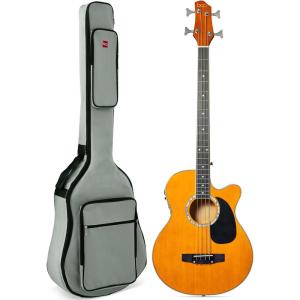 imageBest Choice Products Acoustic Electric Bass Guitar Full Size 4 String Fretted Bass Guitar wPadded Gig Bag  BlackAged Natural