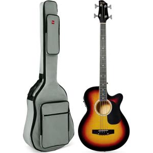 imageBest Choice Products Acoustic Electric Bass Guitar Full Size 4 String Fretted Bass Guitar wPadded Gig Bag  BlackVintage Sunburst