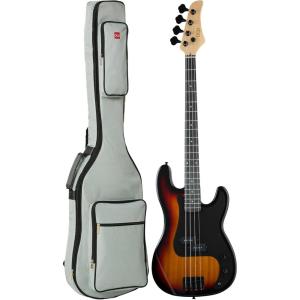 imageBest Choice Products Full Size Beginner 4String Electric Bass Guitar Wooden PBStyle Bass Starter Set wPadded Carrying Case  BlackWhiteSunburstBlack