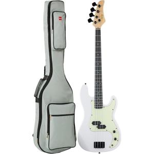 imageBest Choice Products Full Size Beginner 4String Electric Bass Guitar Wooden PBStyle Bass Starter Set wPadded Carrying Case  BlackWhiteWhiteMint