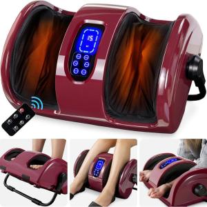 imageBest Choice Products Heated Shiatsu Foot Massager for Pain Relief Plantar Fasciitis Neuropathy Blood Circulation wCompact Design  GrayBurgundy