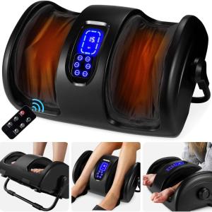 imageBest Choice Products Heated Shiatsu Foot Massager for Pain Relief Plantar Fasciitis Neuropathy Blood Circulation wCompact Design  GraySatin Black