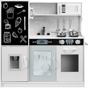 imageBest Choice Products Pretend Play Kitchen Wooden Toy Set for Kids wRealistic Design Telephone Utensils Oven Microwave Sink  Pink FloralWhite