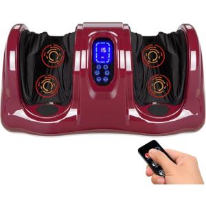imageBest Choice Products Shiatsu Foot Massager for Pain Relief Plantar Fasciitis Neuropathy Blood Circulation Remote Control wCompact Design  GrayBurgundy