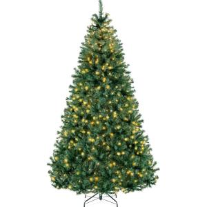imageBest Choice Products White Christmas Tree 75ft PreLit Artificial Pine Tree Premium Holiday Decoration wWarm White Lights Stand Easy AssemblyClearWhite Lights