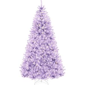 imageBest Choice Products White Christmas Tree 75ft PreLit Artificial Pine Tree Premium Holiday Decoration wWarm White Lights Stand Easy AssemblyLavender