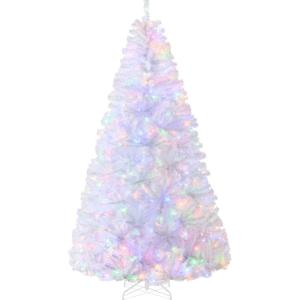 imageBest Choice Products White Christmas Tree 75ft PreLit Artificial Pine Tree Premium Holiday Decoration wWarm White Lights Stand Easy AssemblyWhite