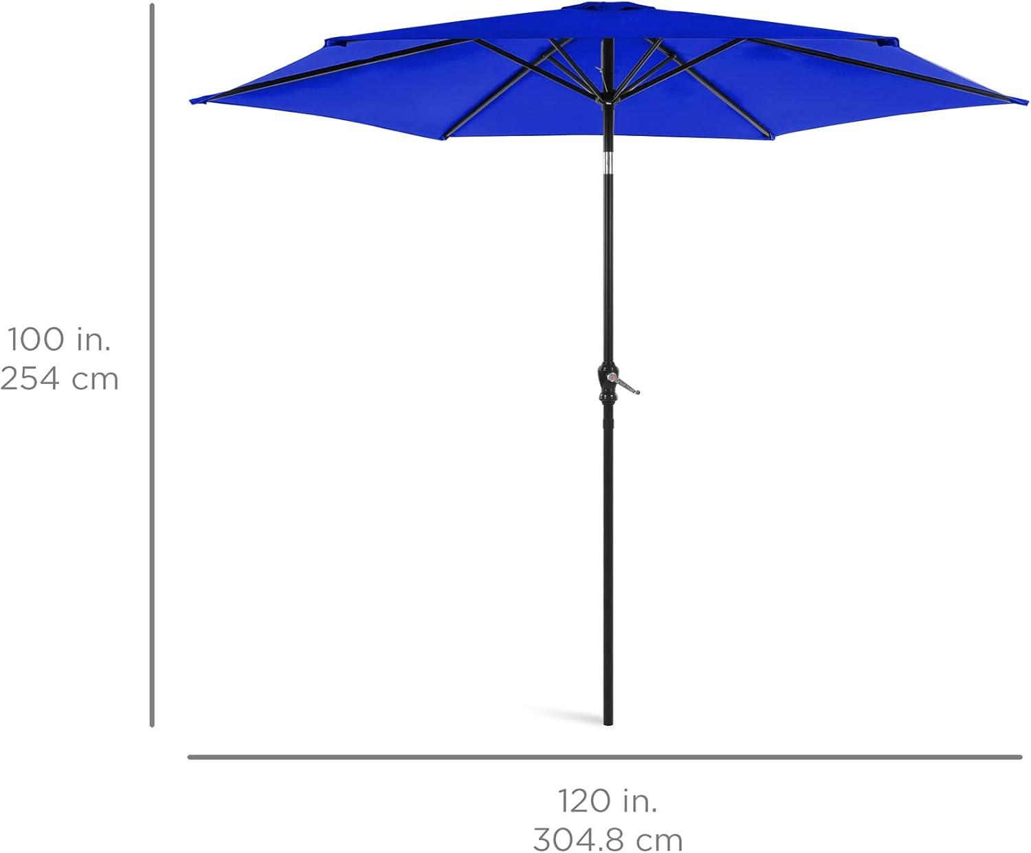 imageBest Choice Products 10ft Market Umbrella Outdoor Sun Shade for Backyard Deck Poolside Table wWoodgrain Pattern Easy Tilt ampamp Crank  Fog GrayResort Blue
