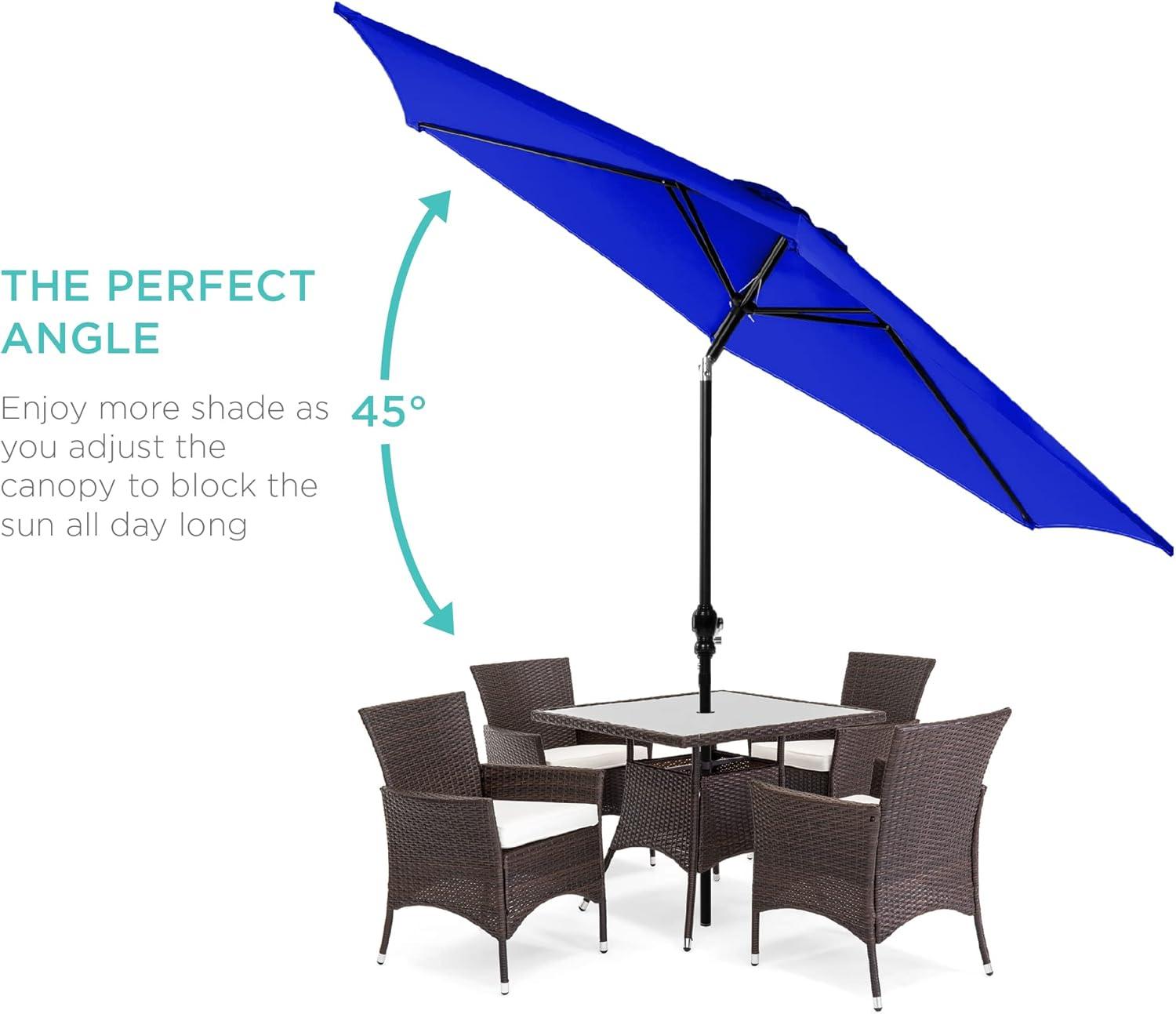 imageBest Choice Products 10ft Market Umbrella Outdoor Sun Shade for Backyard Deck Poolside Table wWoodgrain Pattern Easy Tilt ampamp Crank  Fog GrayResort Blue