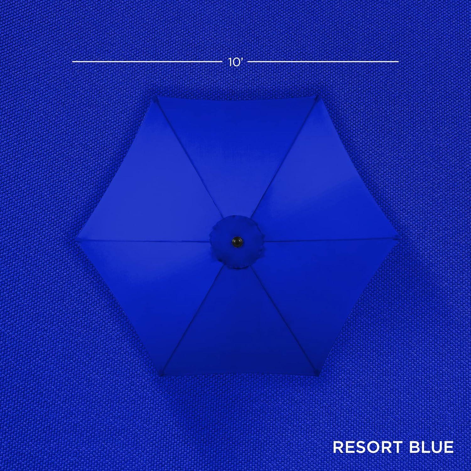 imageBest Choice Products 10ft Market Umbrella Outdoor Sun Shade for Backyard Deck Poolside Table wWoodgrain Pattern Easy Tilt ampamp Crank  Fog GrayResort Blue