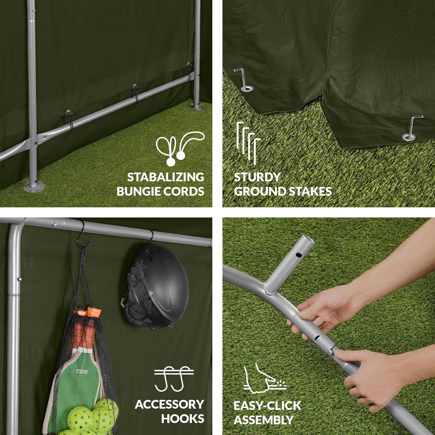 imageBest Choice Products 10x8ft Outdoor Storage Shed Carport Canopy Shelter Dual Doors ampamp Windows Metal Frame WeatherResistant Perfect for Storing Motorcycle Bike Garden Tools  TanForest Green