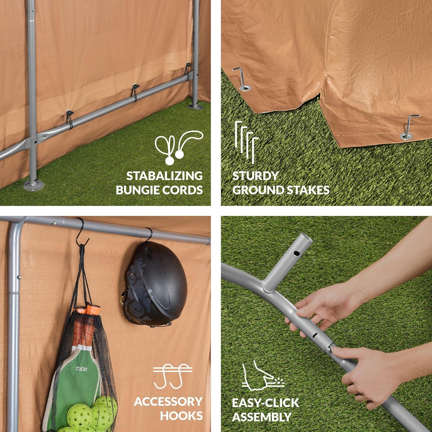 imageBest Choice Products 10x8ft Outdoor Storage Shed Carport Canopy Shelter Dual Doors ampamp Windows Metal Frame WeatherResistant Perfect for Storing Motorcycle Bike Garden Tools  TanTan