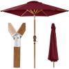 imageBest Choice Products 10ft Market Umbrella Outdoor Sun Shade for Backyard Deck Poolside Table wWoodgrain Pattern Easy Tilt ampamp Crank  Fog GrayBurgundy