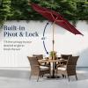 imageBest Choice Products 10ft Market Umbrella Outdoor Sun Shade for Backyard Deck Poolside Table wWoodgrain Pattern Easy Tilt ampamp Crank  Fog GrayBurgundy
