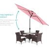 imageBest Choice Products 10ft Market Umbrella Outdoor Sun Shade for Backyard Deck Poolside Table wWoodgrain Pattern Easy Tilt ampamp Crank  Fog GrayCarnation