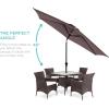 imageBest Choice Products 10ft Market Umbrella Outdoor Sun Shade for Backyard Deck Poolside Table wWoodgrain Pattern Easy Tilt ampamp Crank  Fog GrayDeep Taupe