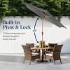 imageBest Choice Products 10ft Market Umbrella Outdoor Sun Shade for Backyard Deck Poolside Table wWoodgrain Pattern Easy Tilt ampamp Crank  Fog GrayGray
