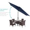 imageBest Choice Products 10ft Market Umbrella Outdoor Sun Shade for Backyard Deck Poolside Table wWoodgrain Pattern Easy Tilt ampamp Crank  Fog GrayNavy Blue