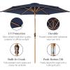 imageBest Choice Products 10ft Market Umbrella Outdoor Sun Shade for Backyard Deck Poolside Table wWoodgrain Pattern Easy Tilt ampamp Crank  Fog GrayNavy Blue