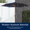 imageBest Choice Products 10ft Market Umbrella Outdoor Sun Shade for Backyard Deck Poolside Table wWoodgrain Pattern Easy Tilt ampamp Crank  Fog GrayNavy Blue