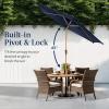 imageBest Choice Products 10ft Market Umbrella Outdoor Sun Shade for Backyard Deck Poolside Table wWoodgrain Pattern Easy Tilt ampamp Crank  Fog GrayNavy Blue