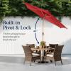 imageBest Choice Products 10ft Market Umbrella Outdoor Sun Shade for Backyard Deck Poolside Table wWoodgrain Pattern Easy Tilt ampamp Crank  Fog GrayRed