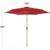 imageBest Choice Products 10ft Market Umbrella Outdoor Sun Shade for Backyard Deck Poolside Table wWoodgrain Pattern Easy Tilt ampamp Crank  Fog GrayRed
