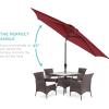 imageBest Choice Products 10ft Market Umbrella Outdoor Sun Shade for Backyard Deck Poolside Table wWoodgrain Pattern Easy Tilt ampamp Crank  Fog GrayRed