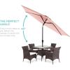 imageBest Choice Products 10ft Market Umbrella Outdoor Sun Shade for Backyard Deck Poolside Table wWoodgrain Pattern Easy Tilt ampamp Crank  Fog GrayRose Quartz