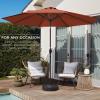 imageBest Choice Products 10ft Market Umbrella Outdoor Sun Shade for Backyard Deck Poolside Table wWoodgrain Pattern Easy Tilt ampamp Crank  Fog GrayRust