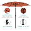 imageBest Choice Products 10ft Market Umbrella Outdoor Sun Shade for Backyard Deck Poolside Table wWoodgrain Pattern Easy Tilt ampamp Crank  Fog GrayRust