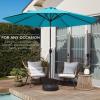 imageBest Choice Products 10ft Market Umbrella Outdoor Sun Shade for Backyard Deck Poolside Table wWoodgrain Pattern Easy Tilt ampamp Crank  Fog GraySky Blue