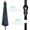 imageBest Choice Products 10ft Market Umbrella Outdoor Sun Shade for Backyard Deck Poolside Table wWoodgrain Pattern Easy Tilt ampamp Crank  Fog GraySlate Blue