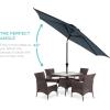 imageBest Choice Products 10ft Market Umbrella Outdoor Sun Shade for Backyard Deck Poolside Table wWoodgrain Pattern Easy Tilt ampamp Crank  Fog GraySlate Blue
