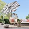 imageBest Choice Products 10ft Market Umbrella Outdoor Sun Shade for Backyard Deck Poolside Table wWoodgrain Pattern Easy Tilt ampamp Crank  Fog GrayStriped Black