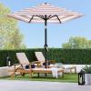 imageBest Choice Products 10ft Market Umbrella Outdoor Sun Shade for Backyard Deck Poolside Table wWoodgrain Pattern Easy Tilt ampamp Crank  Fog GrayStriped Burgundy
