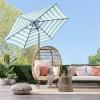 imageBest Choice Products 10ft Market Umbrella Outdoor Sun Shade for Backyard Deck Poolside Table wWoodgrain Pattern Easy Tilt ampamp Crank  Fog GrayStriped Sky Blue