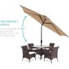 imageBest Choice Products 10ft Market Umbrella Outdoor Sun Shade for Backyard Deck Poolside Table wWoodgrain Pattern Easy Tilt ampamp Crank  Fog GrayTan