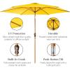 imageBest Choice Products 10ft Market Umbrella Outdoor Sun Shade for Backyard Deck Poolside Table wWoodgrain Pattern Easy Tilt ampamp Crank  Fog GrayYellow