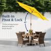 imageBest Choice Products 10ft Market Umbrella Outdoor Sun Shade for Backyard Deck Poolside Table wWoodgrain Pattern Easy Tilt ampamp Crank  Fog GrayYellow