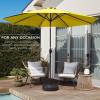 imageBest Choice Products 10ft Market Umbrella Outdoor Sun Shade for Backyard Deck Poolside Table wWoodgrain Pattern Easy Tilt ampamp Crank  Fog GrayYellow
