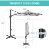 imageBest Choice Products 10ft Solar LED Cantilever Patio Umbrella 360Degree Rotation Hanging Offset Market Outdoor Sun Shade for Backyard Deck Poolside wLights Easy Tilt Cross BaseFog Gray