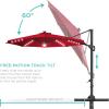 imageBest Choice Products 10ft Solar LED Cantilever Patio Umbrella 360Degree Rotation Hanging Offset Market Outdoor Sun Shade for Backyard Deck Poolside wLights Easy Tilt Cross BaseRed