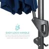 imageBest Choice Products 10ft Solar LED Cantilever Patio Umbrella 360Degree Rotation Hanging Offset Market Outdoor Sun Shade for Backyard Deck Poolside wLights Easy Tilt Cross BaseNavy Blue