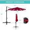 imageBest Choice Products 10ft Solar LED Cantilever Patio Umbrella 360Degree Rotation Hanging Offset Market Outdoor Sun Shade for Backyard Deck Poolside wLights Easy Tilt Cross BaseRed