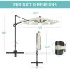 imageBest Choice Products 10ft Solar LED Cantilever Patio Umbrella 360Degree Rotation Hanging Offset Market Outdoor Sun Shade for Backyard Deck Poolside wLights Easy Tilt Cross BaseIvory
