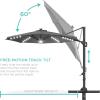 imageBest Choice Products 10ft Solar LED Cantilever Patio Umbrella 360Degree Rotation Hanging Offset Market Outdoor Sun Shade for Backyard Deck Poolside wLights Easy Tilt Cross BaseGray